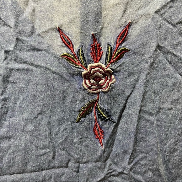 Scully Blue Floral Embroidered Blouse Bohemian Western 2X - Picture 6 of 10